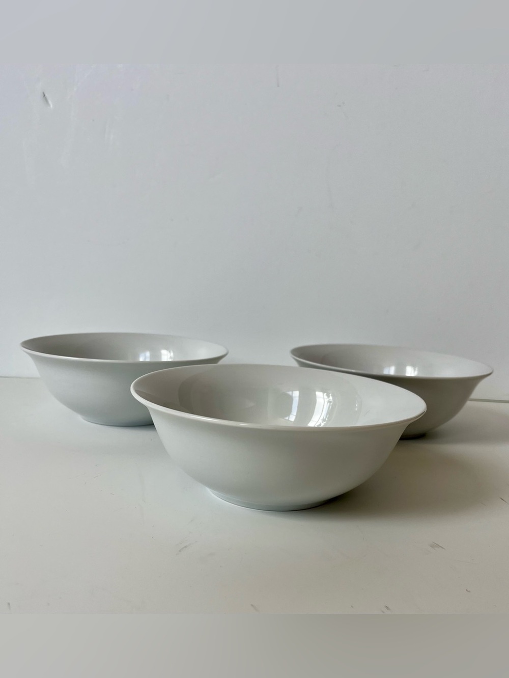 Pottery Barn 3 White Porcelain Caterer’s Cereal Soup Bowls